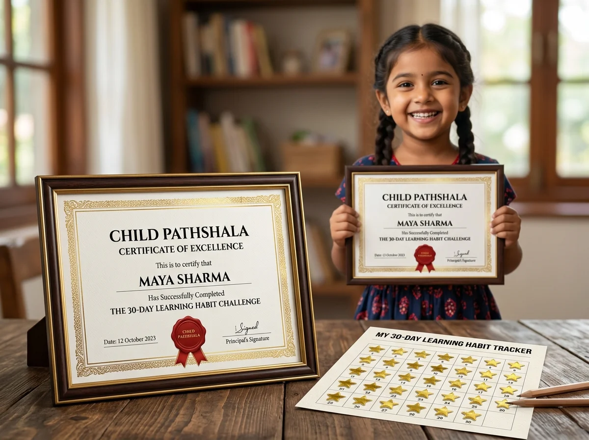 Child Pathshala Certificate of Excellence and 30-day habit star tracker