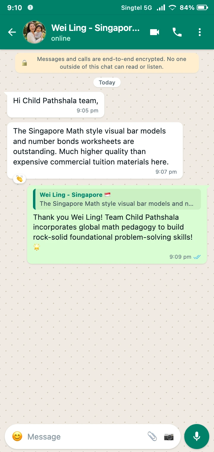 WhatsApp Review from Wei Ling, Singapore