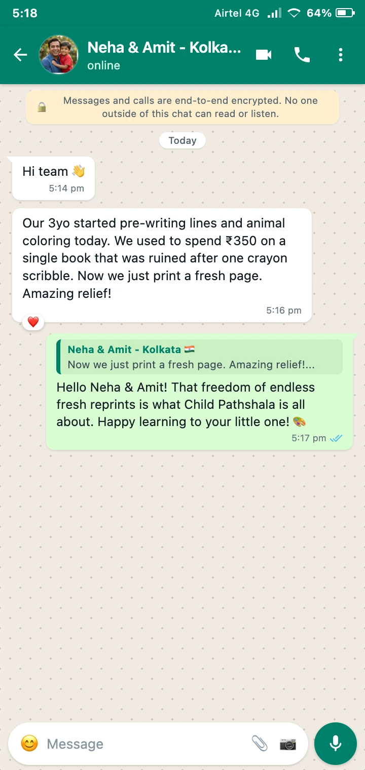 WhatsApp Review from Neha & Amit, Kolkata