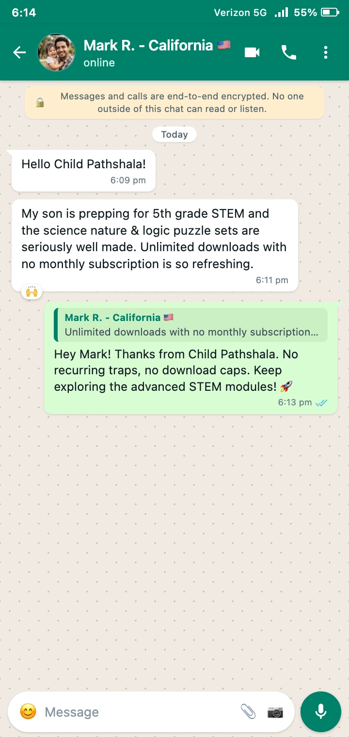 WhatsApp Review from Mark, California