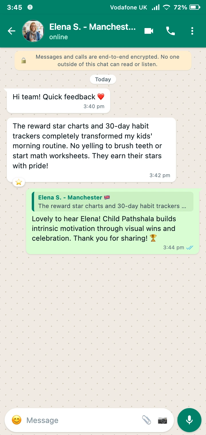 WhatsApp Review from Elena, Manchester