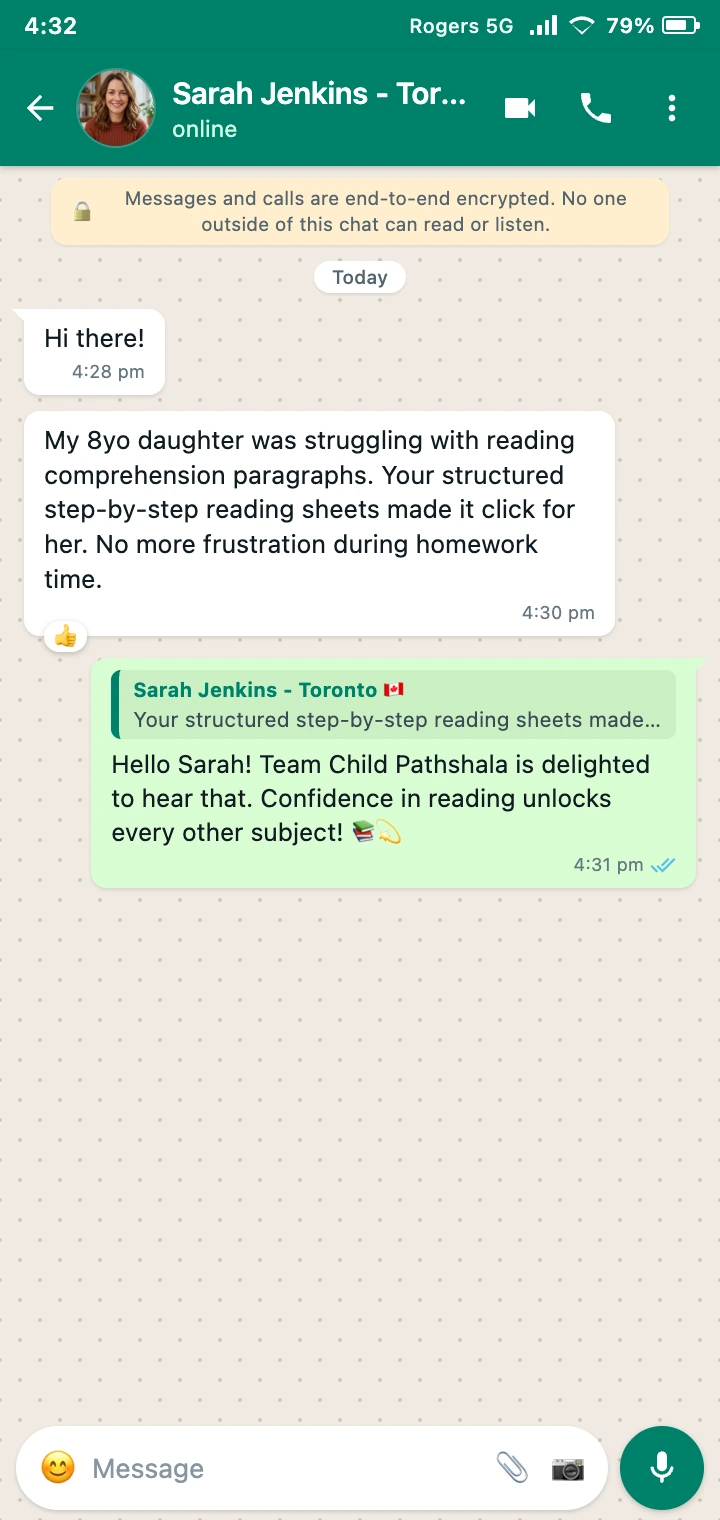 WhatsApp Review from Sarah, Toronto