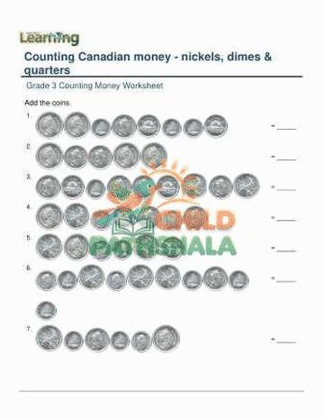 Counting Money Canadian Nickels Dimes Quarters — preview slideshow