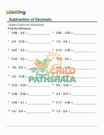Subtracting Decimals Mentally 1 2 Decimal Digits — preview slideshow