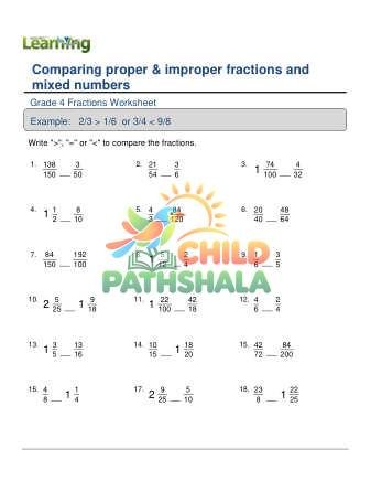 Comparing Fractions Improper Mixed B