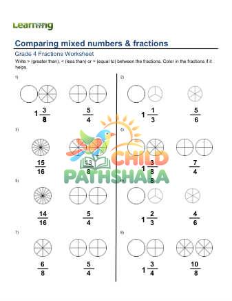 Preview of Comparing Mixed Numbers And Fractions A