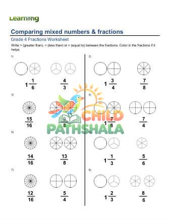 Preview of Comparing Mixed Numbers And Fractions B