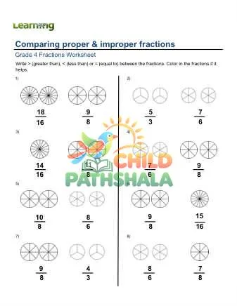 Preview of Comparing Proper And Improper Fractions