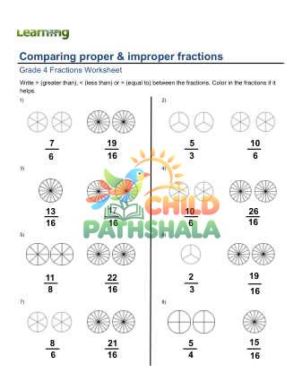 Preview of Comparing Proper And Improper Fractions B