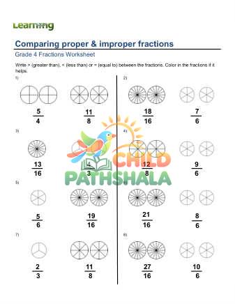 Preview of Comparing Proper And Improper Fractions D