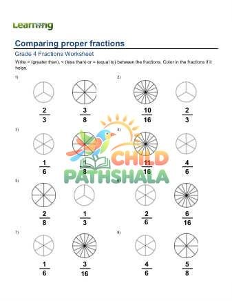 Comparing Proper Fractions D