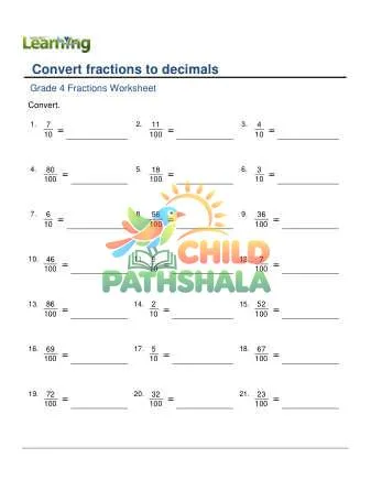 Preview of Fractions To Decimals