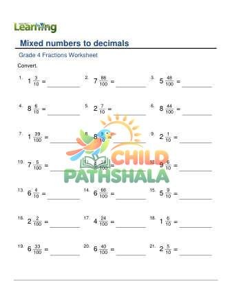 Mixed Numbers To Decimals F