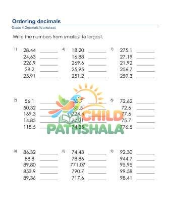 Order Decimals Phl Worksheet for Grade 4