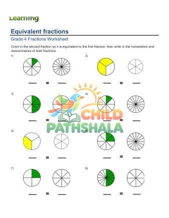 Writing Equivalent Fractions B Worksheet for Grade 4