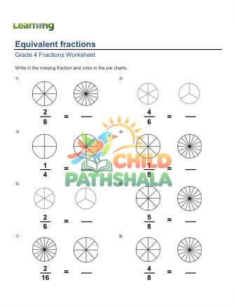Preview of Writing Equivalent Fractions Pie Chart A