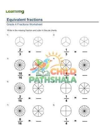 Preview of Writing Equivalent Fractions Pie Chart B
