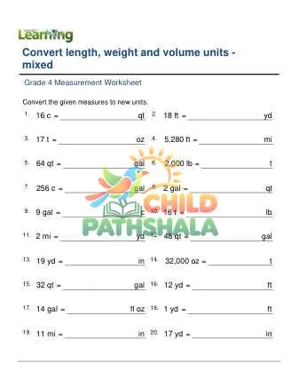 Preview of Convert Length Weight Volume Units