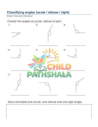 Geometry Classifying Angles A Worksheet for Grade 4