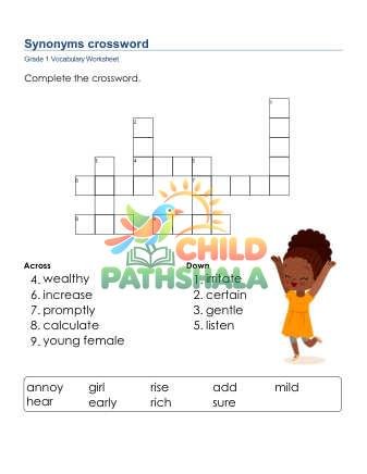 Preview of Synonyms Crossword 2