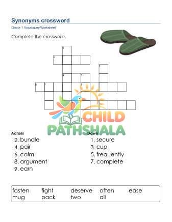 Preview of Synonyms Crossword 3