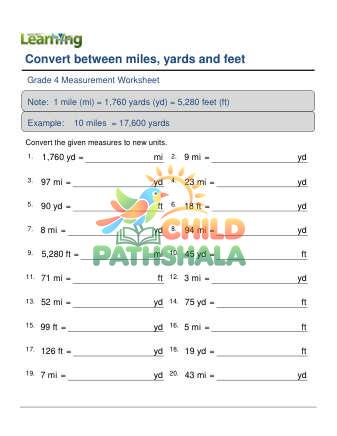Preview of Converting Units Length Whole Miles Yards Feet F