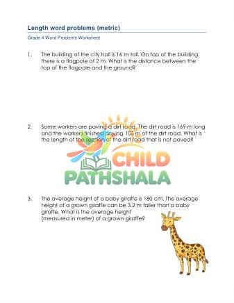 Length Word Problems B Worksheet for Grade 4