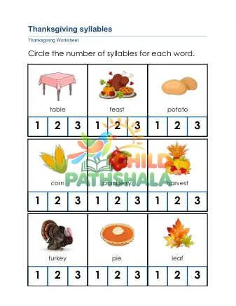 Preview of Thanksgiving Vocabulary