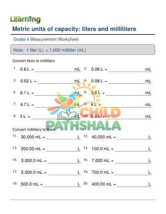 Metric Units Capacity L Ml E