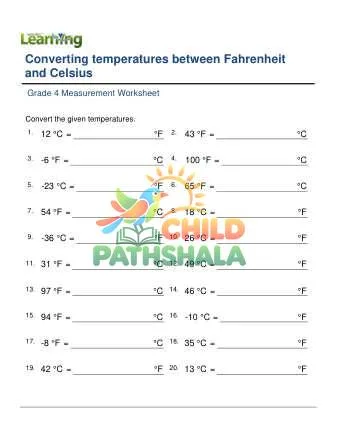 Preview of Temperature Converting Fahrenheit Celsius