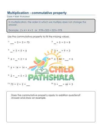 Preview of Multiplication Commutative Property