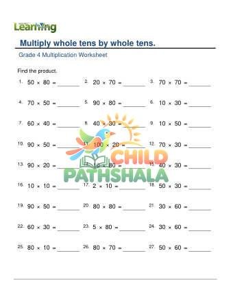 Multiply Whole Tens By Whole Tens B