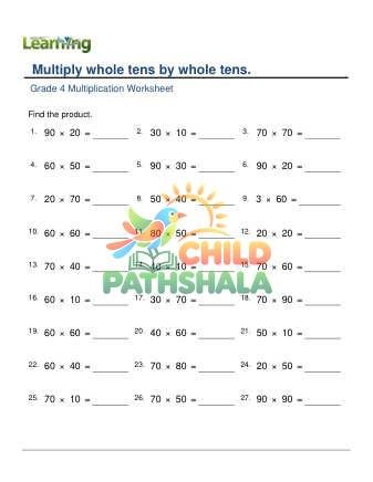 Multiply Whole Tens By Whole Tens C