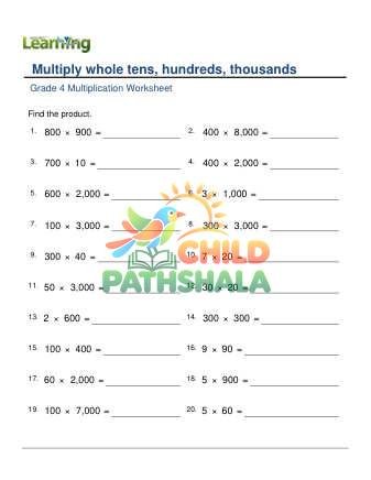 Multiply Whole Tens Hundreds Thousands F