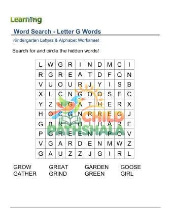 Preview of Word Search Letter G