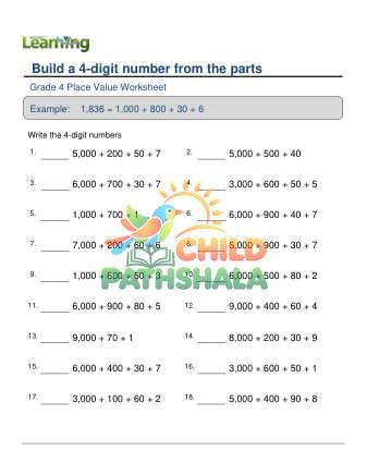 Preview of 4 Digit Number From Parts E
