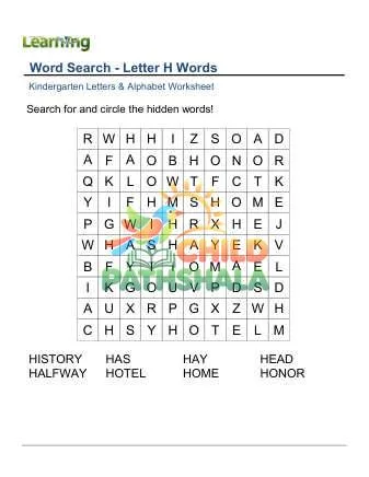 Preview of Word Search Letter H