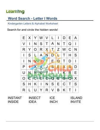 Preview of Word Search Letter I