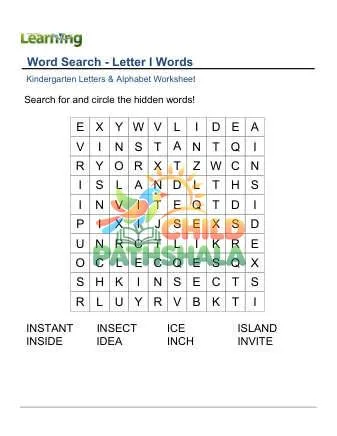 Preview of Word Search Letter I