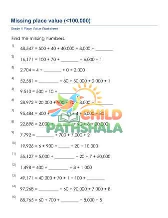 Preview of Missing Place Value 5 Digit Number