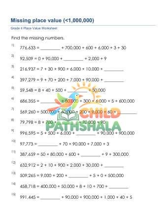 Missing Place Value 6 Digit Number B