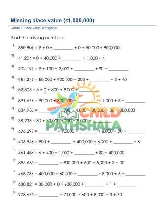 Missing Place Value 6 Digit Number D