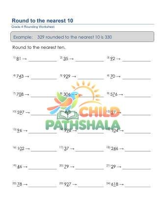 Round 3 Digit Numbers Nearest 10 B Worksheet for Grade 4