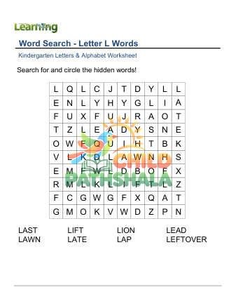 Preview of Word Search Letter L