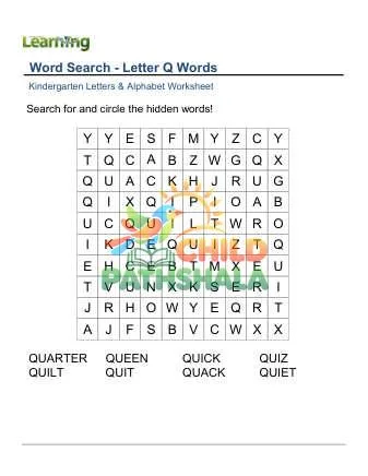 Preview of Word Search Letter Q