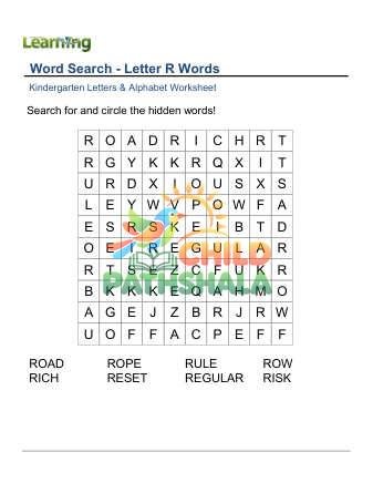 Preview of Word Search Letter R