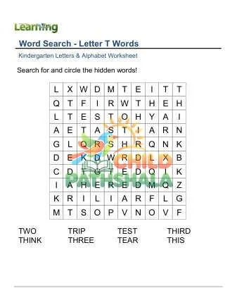 Preview of Word Search Letter T