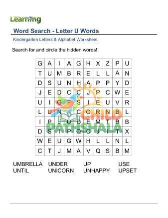 Preview of Word Search Letter U