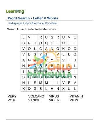 Preview of Word Search Letter V