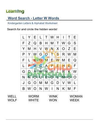 Preview of Word Search Letter W